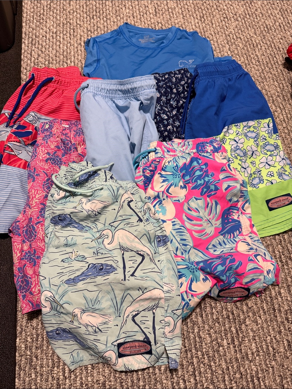Vineyard Vines Kids Multicolor Tropical & Flamingo Swim Trunks